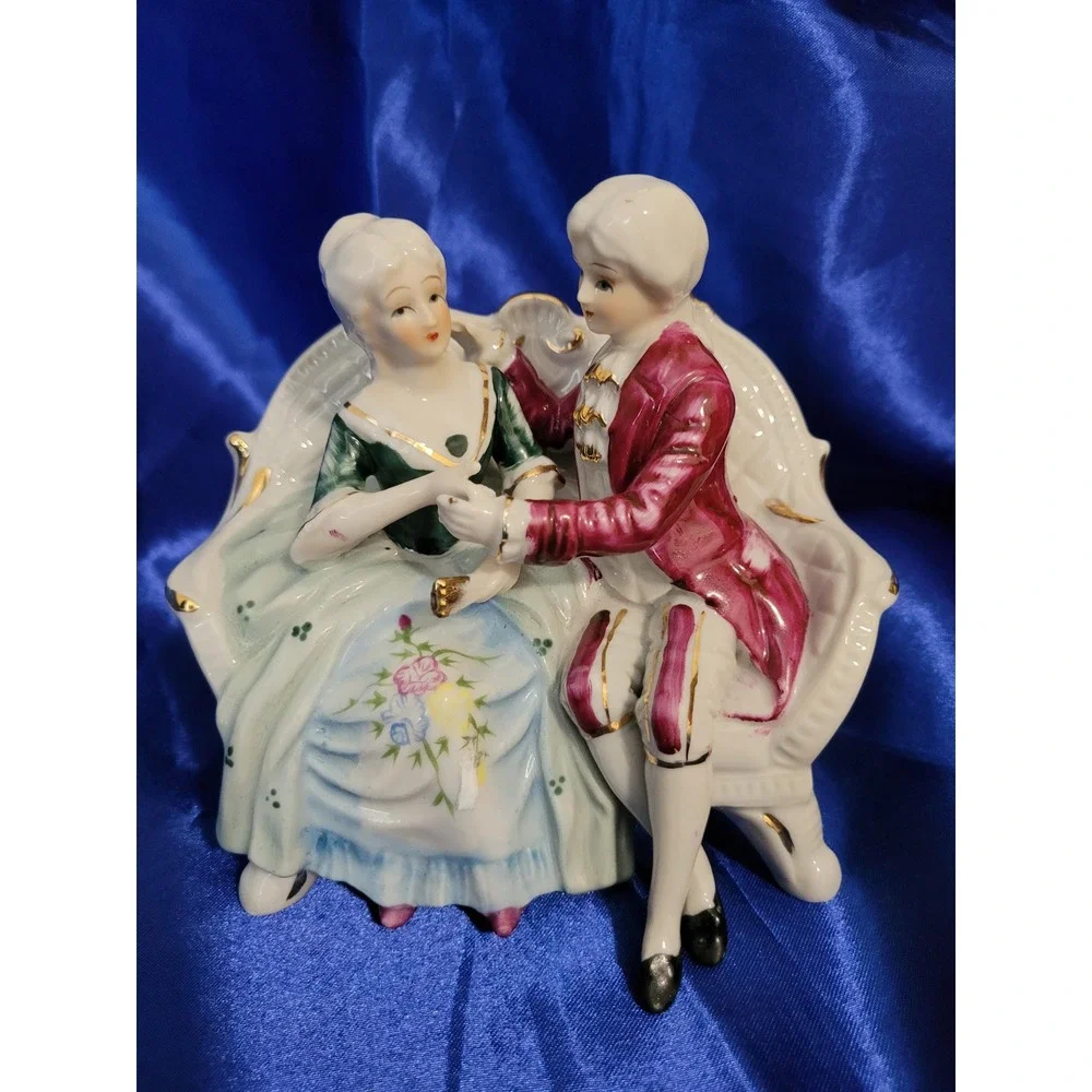 Victorian Style Midcentury Man and Woman on a Settee Bloor Italian Gift Ltd
